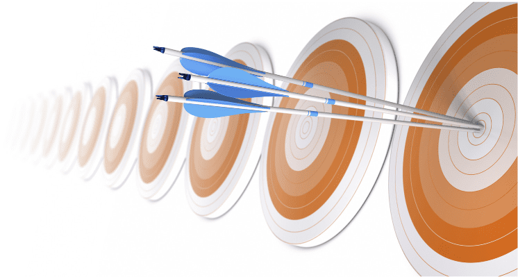 Three arrows hitting the center of a target.