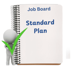 A person holding a green check in front of a standard plan.